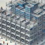 DALL·E 2025-01-02 12.08.27 - A detailed depiction of modular scaffolding used in construction, featuring pre-engineered components with interlocking systems designed for large-sca